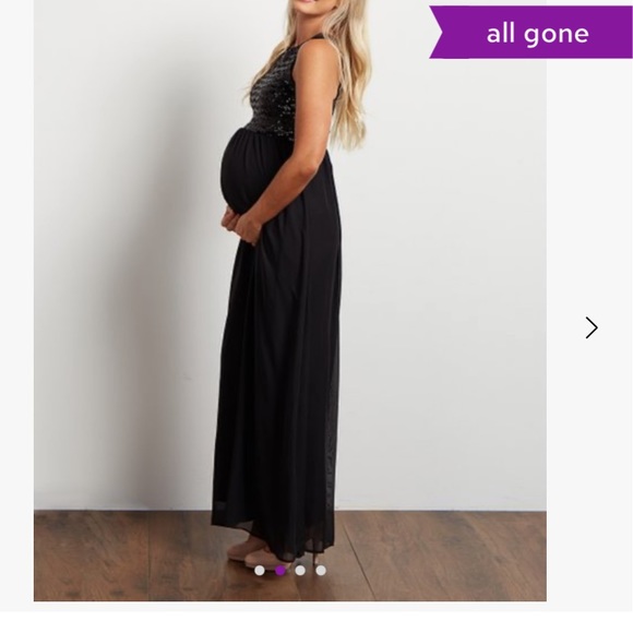 Pinkblush Black sequin and chiffon maternity gown - Picture 3 of 4